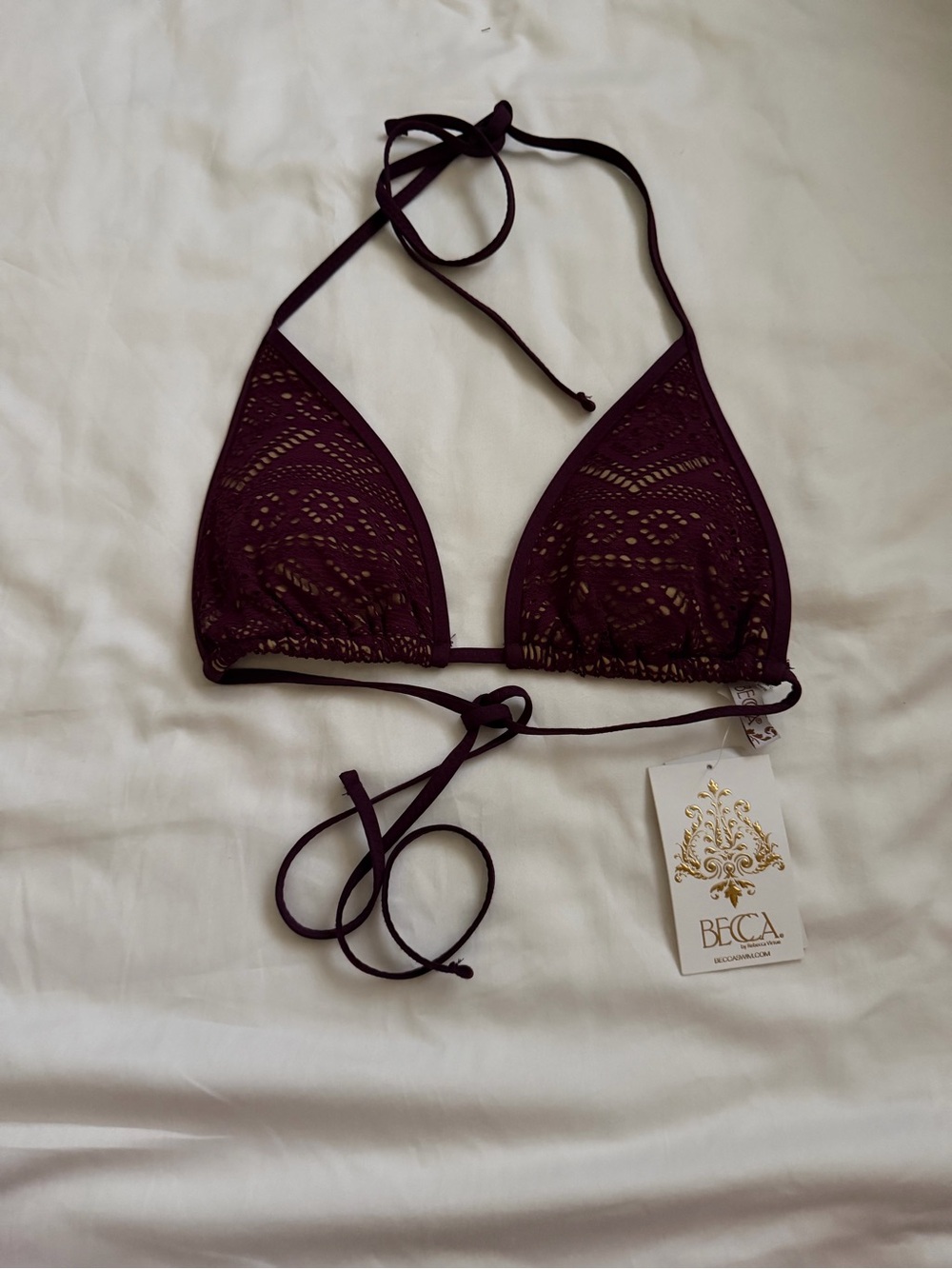 BECCA Color Play Crochet Triangle Bikini Top - Picture 4 of 6
